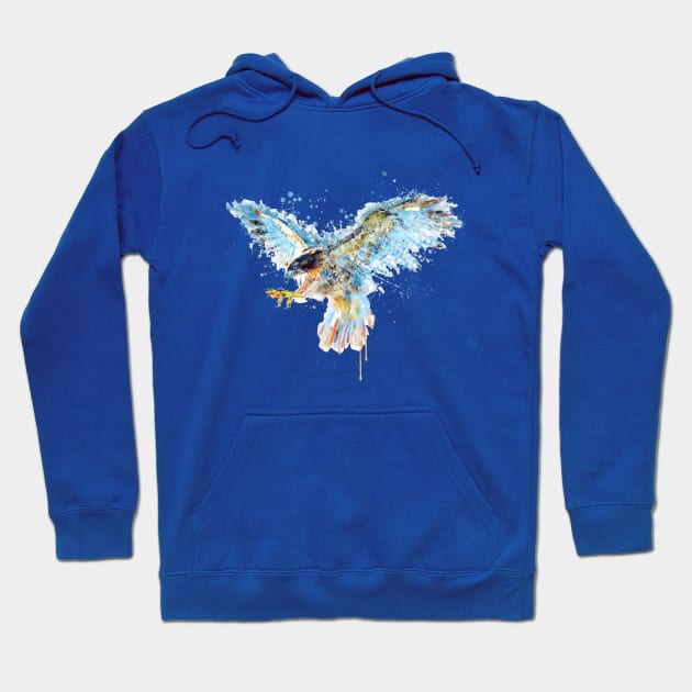 Watercolor Painting - Falcon Attack Hoodie by Marian Voicu